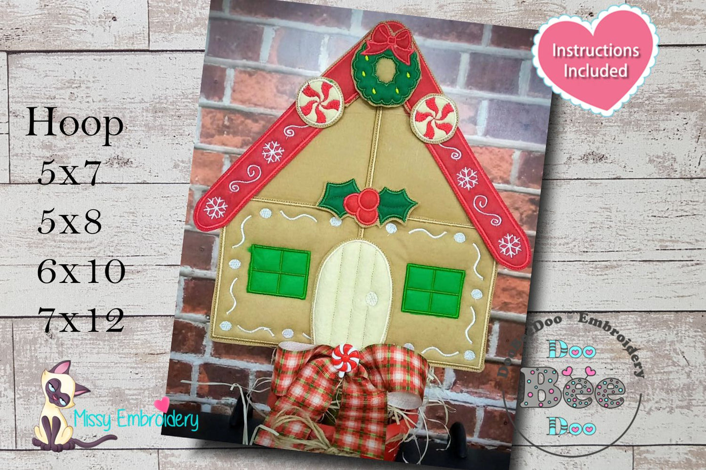 Gingerbread House With Windows - ITH Project - Machine Embroidery Design