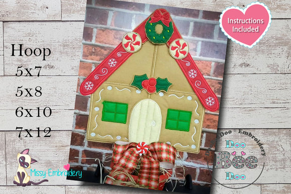 Gingerbread House With Windows - ITH Project - Machine Embroidery Design