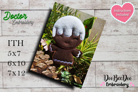 Cute Gingerbread Vase Ornament - ITH Project - Machine Embroidery Design