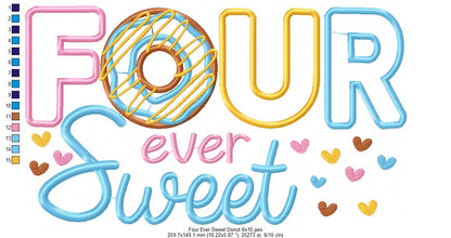 Four Ever Sweet Donut 4th Birthday - Applique