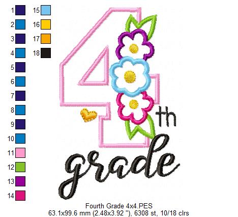 4th Grade Flowers - Applique