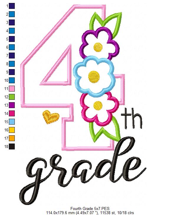 4th Grade Flowers - Applique