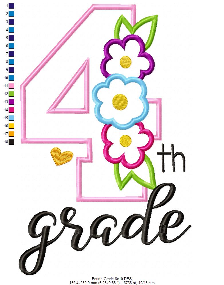 4th Grade Flowers - Applique