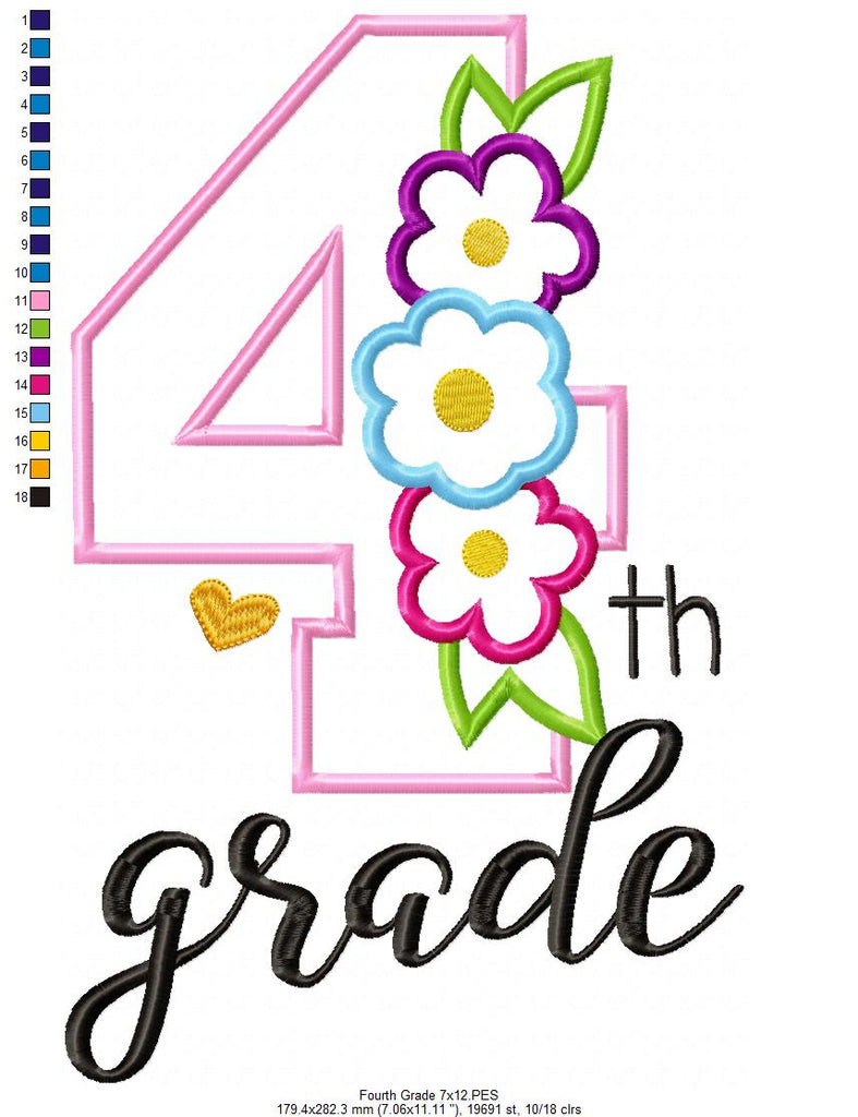 4th Grade Flowers - Applique
