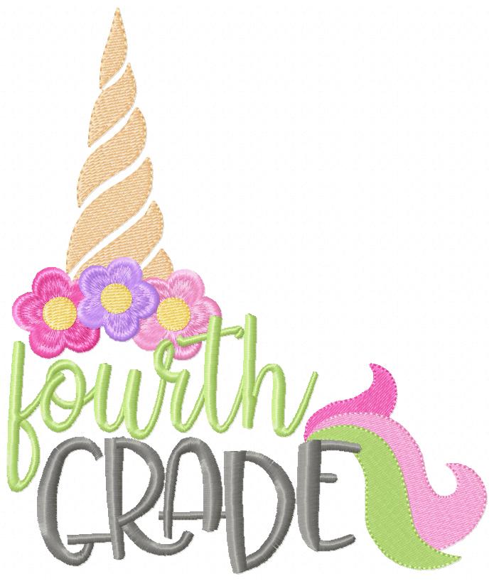 Fourth Grade Unicorn Magic – Fill Stitch – Machine Embroidery Design