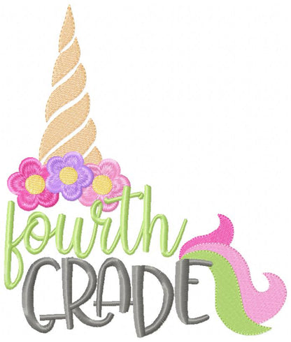 Fourth Grade Unicorn Magic – Fill Stitch – Machine Embroidery Design