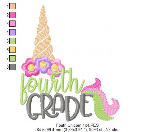Fourth Grade Unicorn Magic – Fill Stitch – Machine Embroidery Design