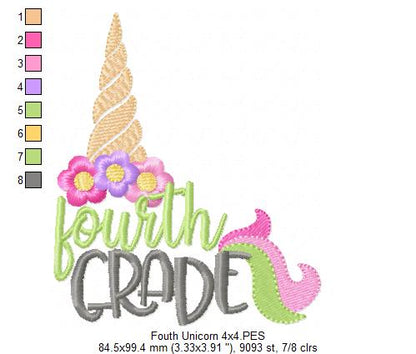 Fourth Grade Unicorn Magic – Fill Stitch – Machine Embroidery Design