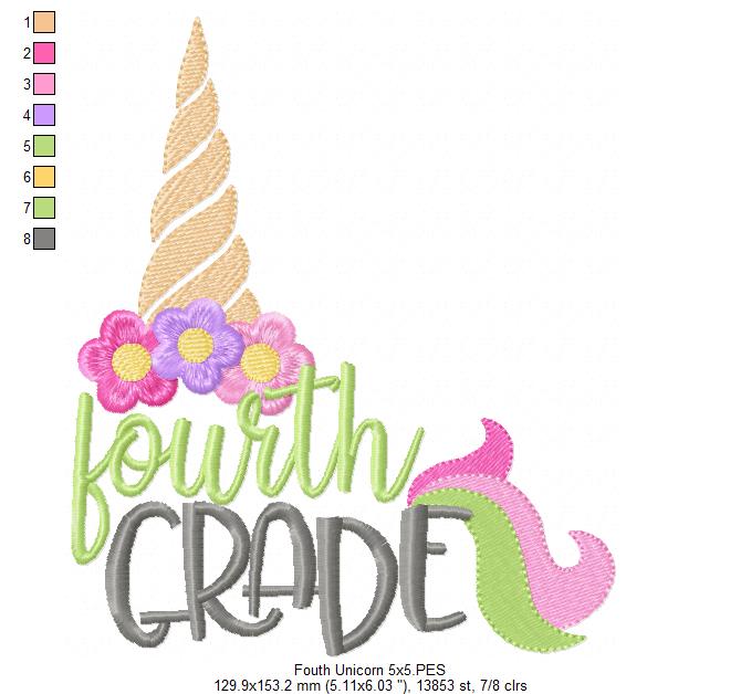 Fourth Grade Unicorn - Fill Stitch
