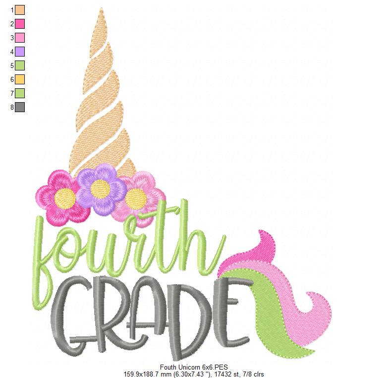 Fourth Grade Unicorn Magic – Fill Stitch – Machine Embroidery Design