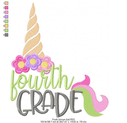 Fourth Grade Unicorn Magic – Fill Stitch – Machine Embroidery Design