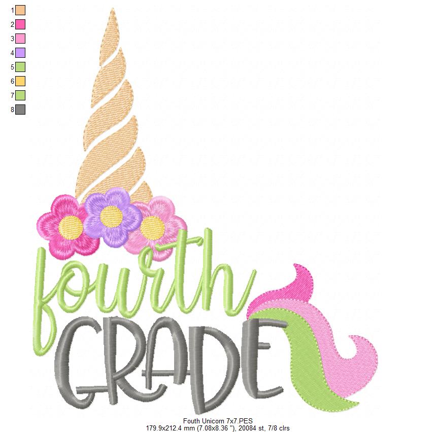 Fourth Grade Unicorn Magic – Fill Stitch – Machine Embroidery Design