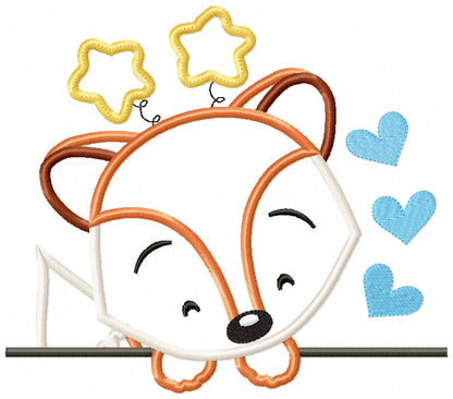 Sweet Fox Peek - Applique - Machine Embroidery Design