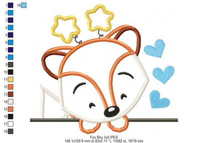 Sweet Fox Peek - Applique - Machine Embroidery Design