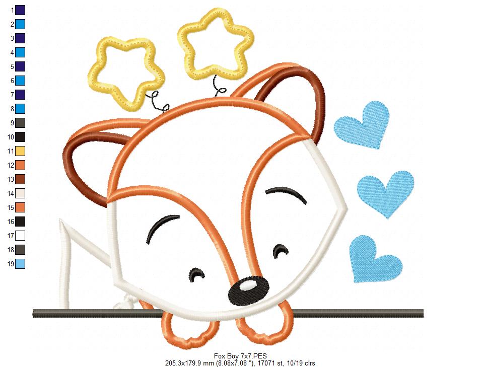 Sweet Fox Peek - Applique - Machine Embroidery Design