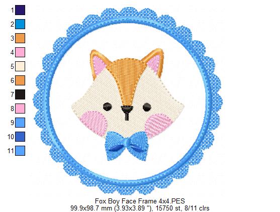 Fox Boy and Girl Face Frame - Applique - Set of 2 designs