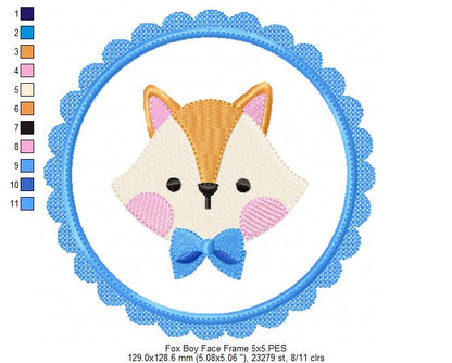Fox Boy Face Frame - Applique
