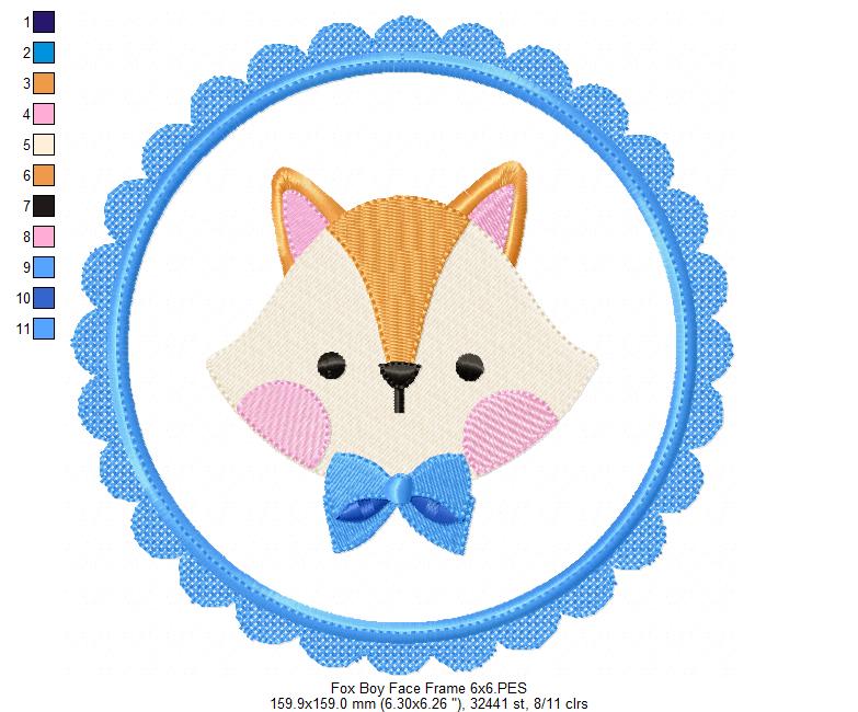 Fox Boy and Girl Face Frame - Applique - Set of 2 designs
