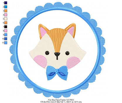 Fox Boy Face Frame - Applique