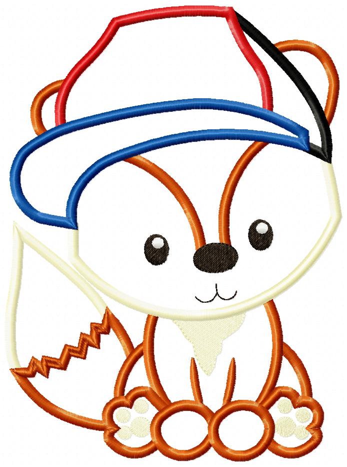 Fox Boy with Hat - Applique - Machine Embroidery Design