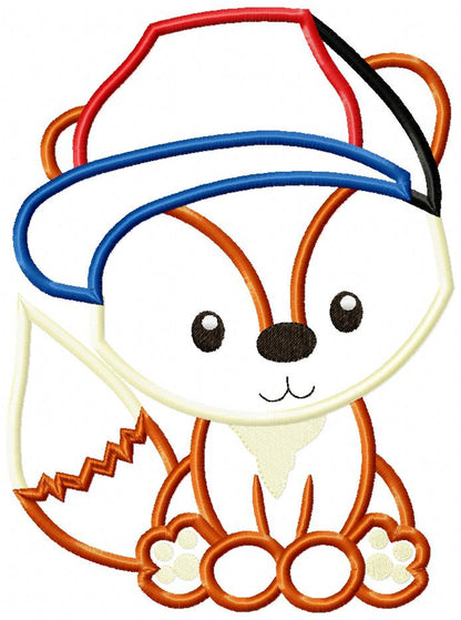 Fox Boy with Hat - Applique - Machine Embroidery Design