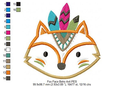 Boho Fox Face - Applique