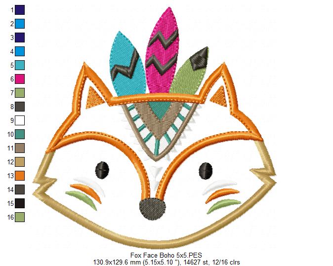 Boho Fox Face - Applique