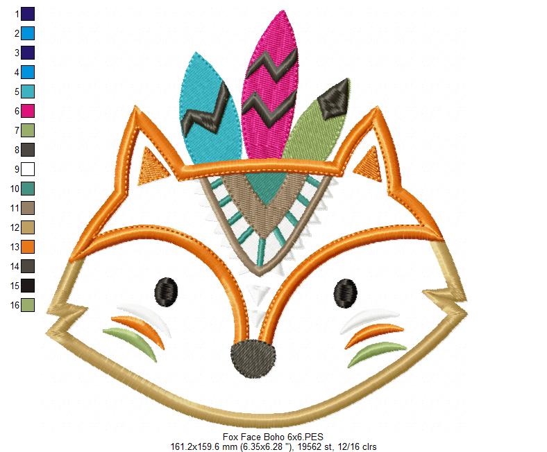 Boho Fox Face - Applique