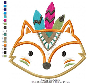 Boho Fox Face - Applique