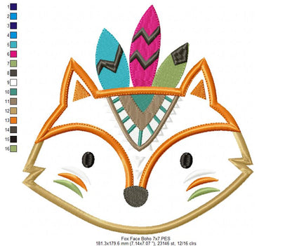 Boho Fox Face - Applique