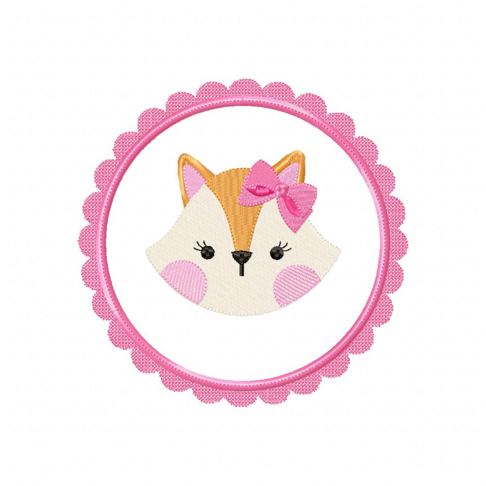 Fox Girl Face Frame - Applique