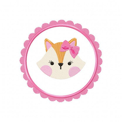 Fox Girl Face Frame - Applique
