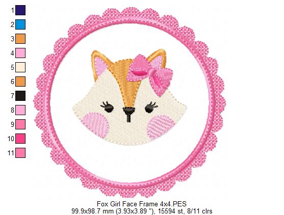 Fox Boy and Girl Face Frame - Applique - Set of 2 designs