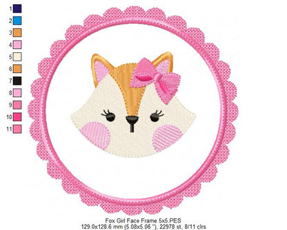 Fox Girl Face Frame - Applique