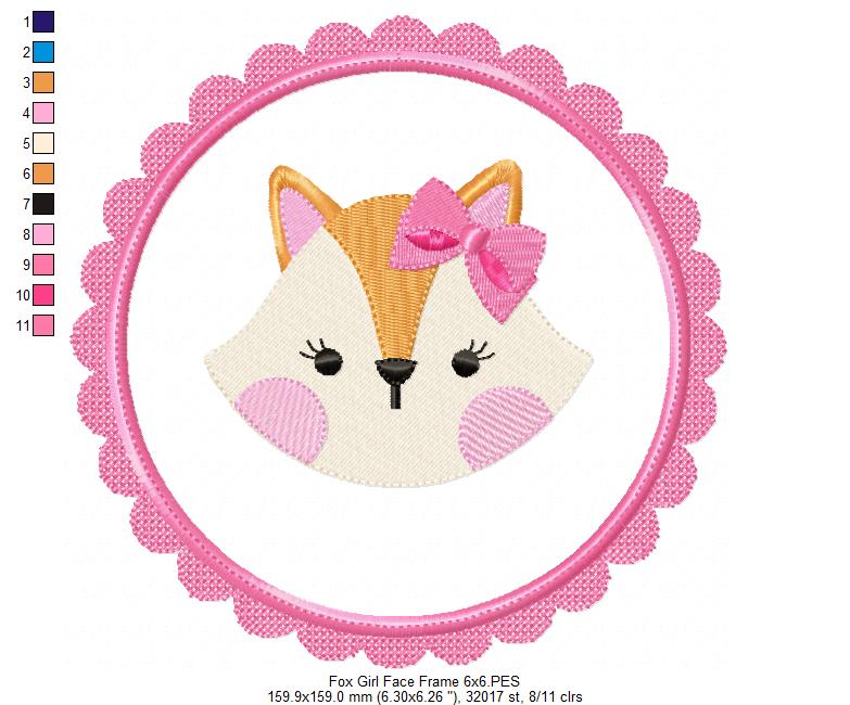 Fox Boy and Girl Face Frame - Applique - Set of 2 designs