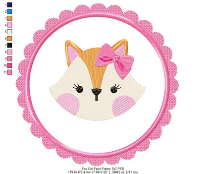 Fox Boy and Girl Face Frame - Applique - Set of 2 designs