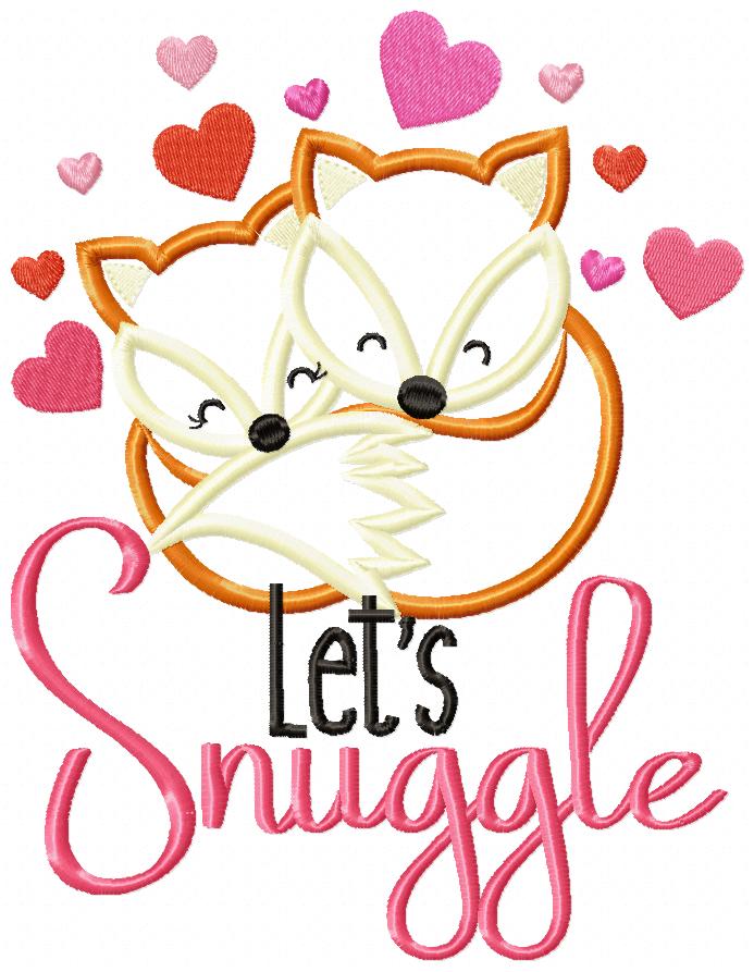 Fox Let's Snuggle - Applique - Machine Embroidery Design