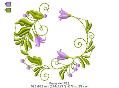 Flowers Frame - Set of 2 designs - Fill Stitch