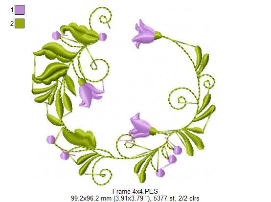 Flowers Frame - Fill Stitch