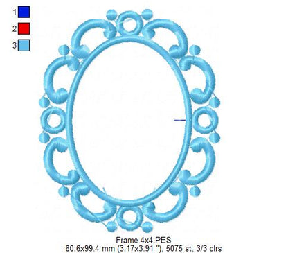 Arabesque Frame Blue - Applique