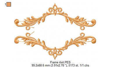 Arabesque Frame Orange - Fill Stitch