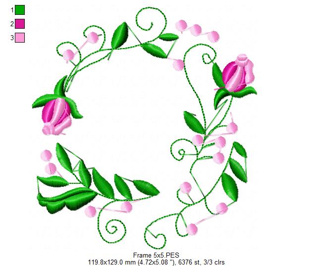 Flowers Frame - Set of 2 designs - Fill Stitch