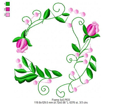 Flowers Frame - Set of 2 designs - Fill Stitch