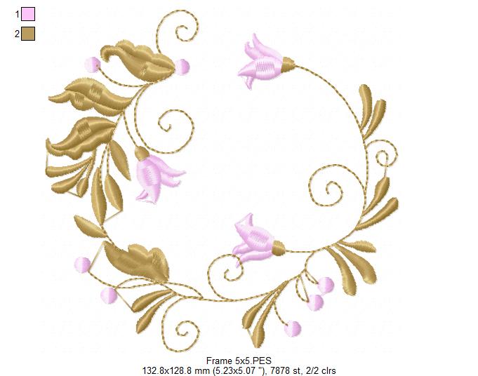 Flowers Frame - Set of 2 designs - Fill Stitch