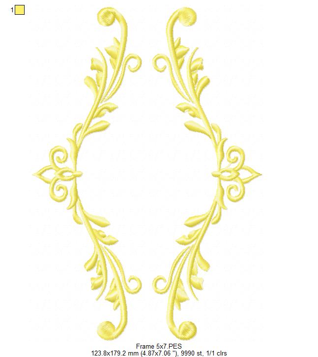 Arabesque Frame Orange - Fill Stitch