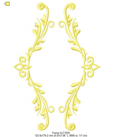 Arabesque Frame Orange - Fill Stitch