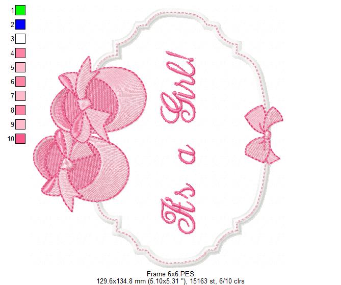 It's a Boy and Girl Baby Shoe Frame - Set of 2 designs - Applique