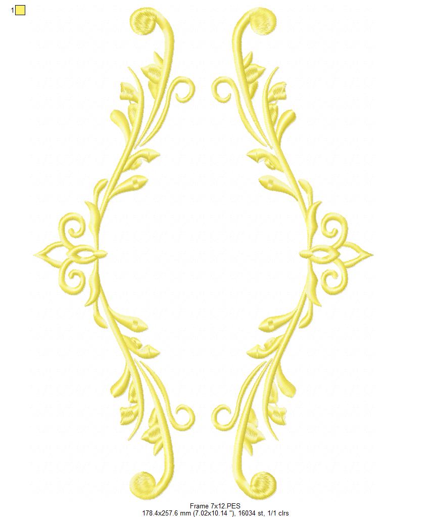 Arabesque Frame Orange - Fill Stitch