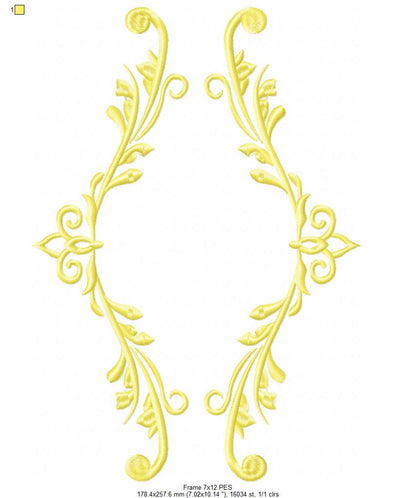 Arabesque Frame Orange - Fill Stitch