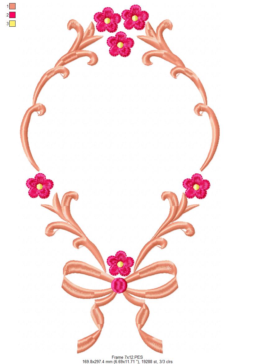 Flowers Frame - Fill Stitch